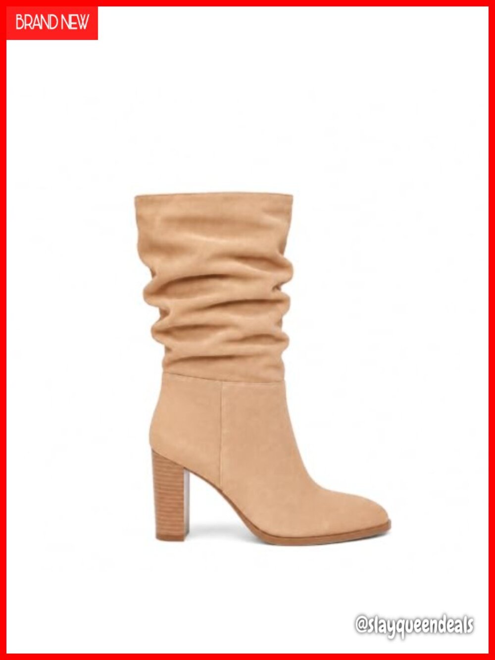 Women's Suede Mid Calf Slouch Boots Chunky Block Heel Zip Up Fall